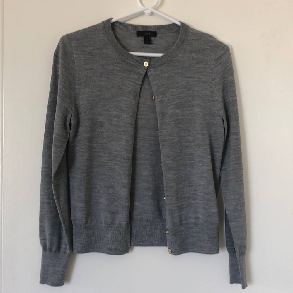 J Crew EUC Grey Merino Cardigan Size S